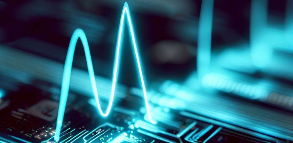 A picture of a circuit board with electricity running through it