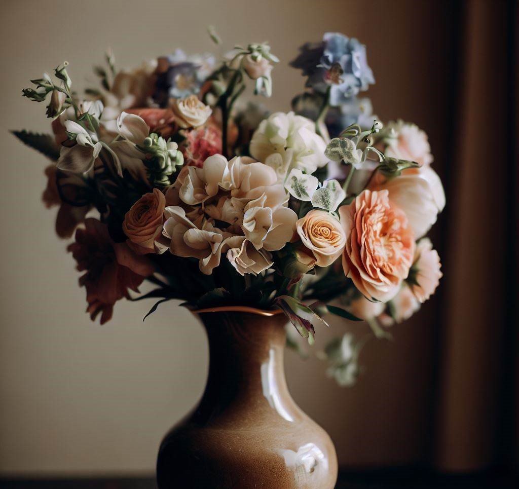 A picture of a bouquet of flowers in a vase