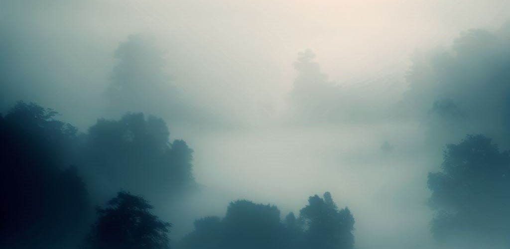 a picture of a misty and foggy forest