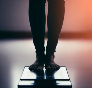 A picture of a person standing on a scale