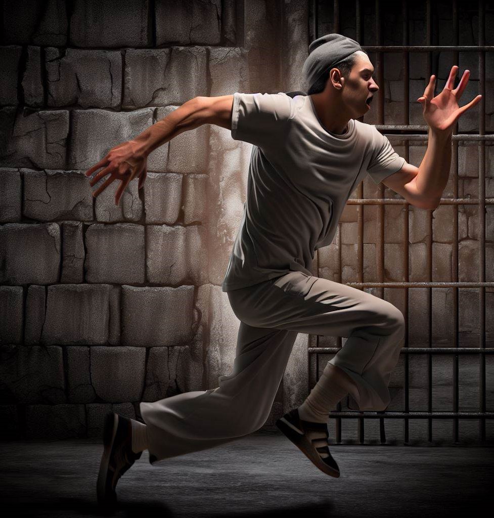A picture of a prisoner running