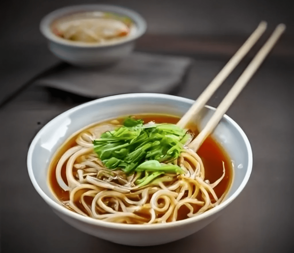 A picture of a bowl of wet noodles