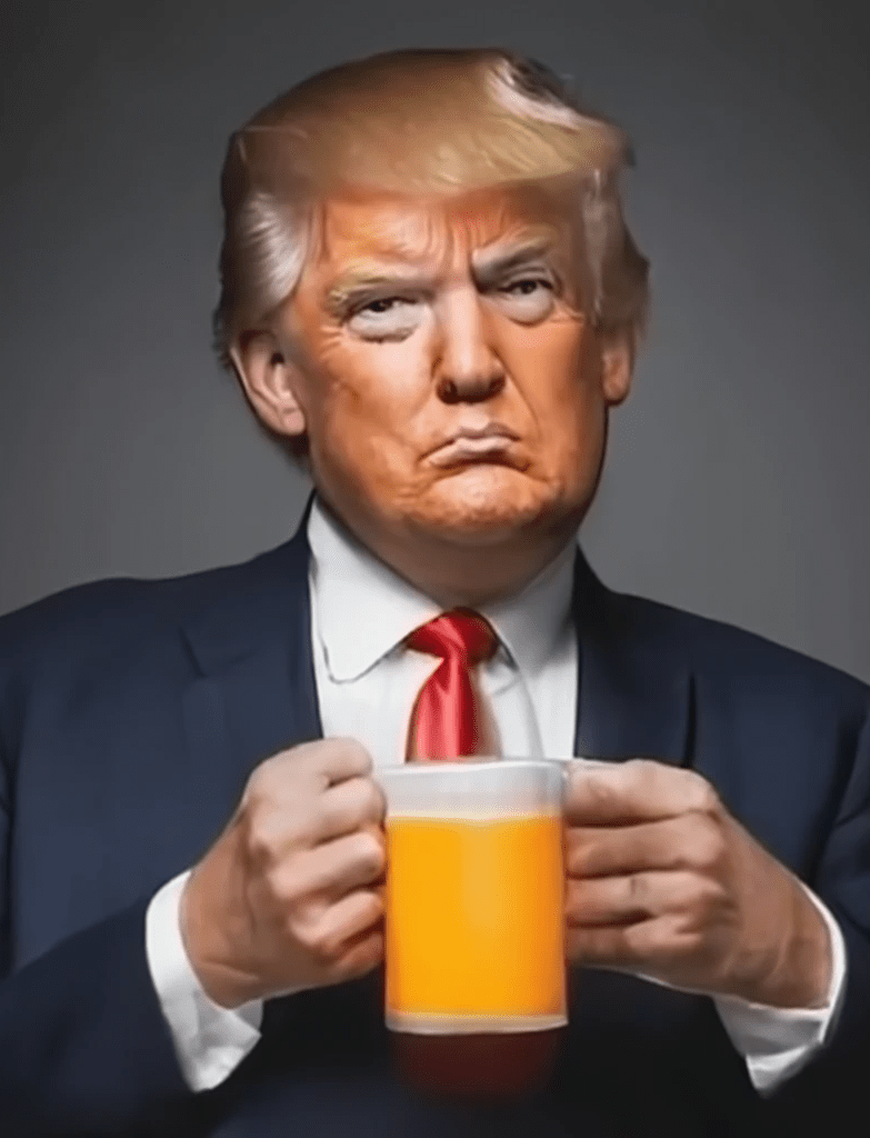 Donald Trump holding a frozen orange drink