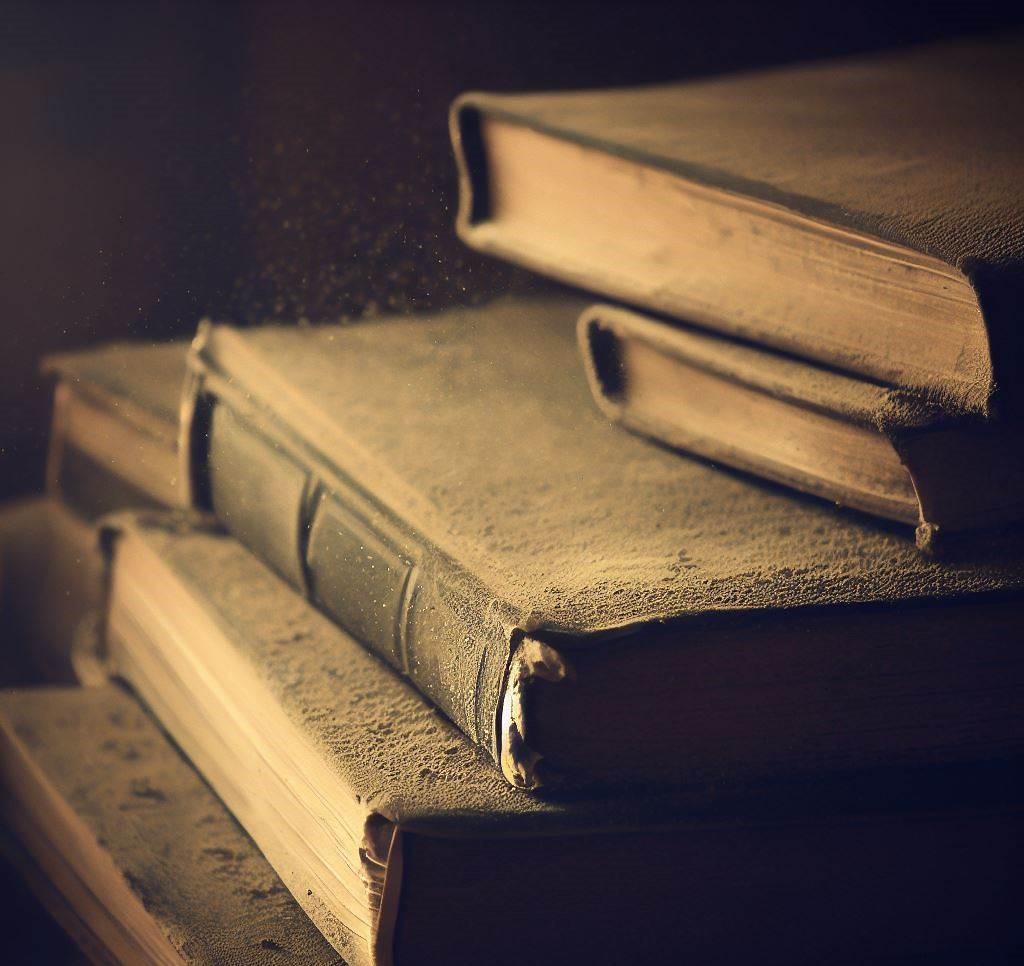 A picture of old dusty books