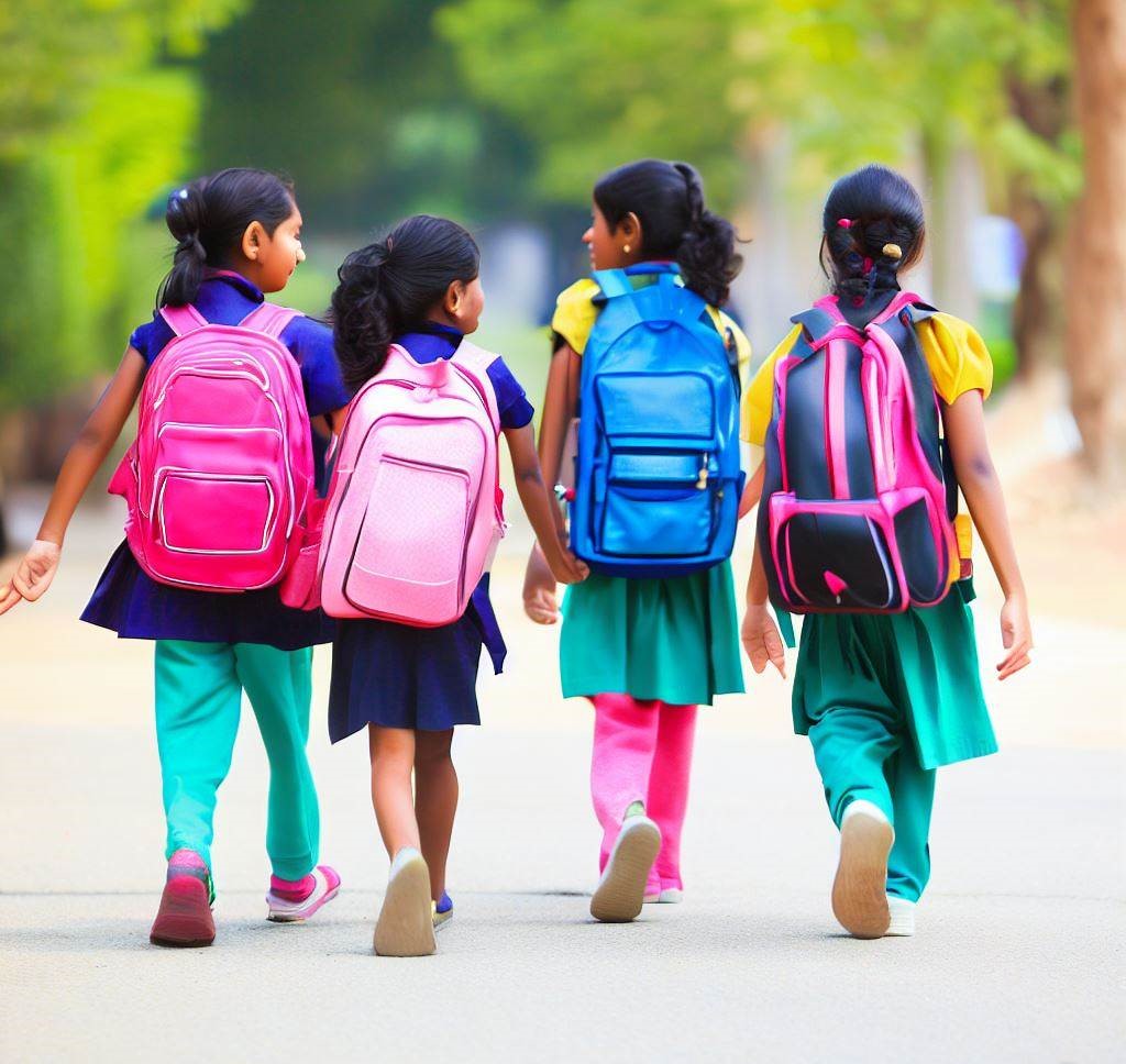 A picture of kids walking to school