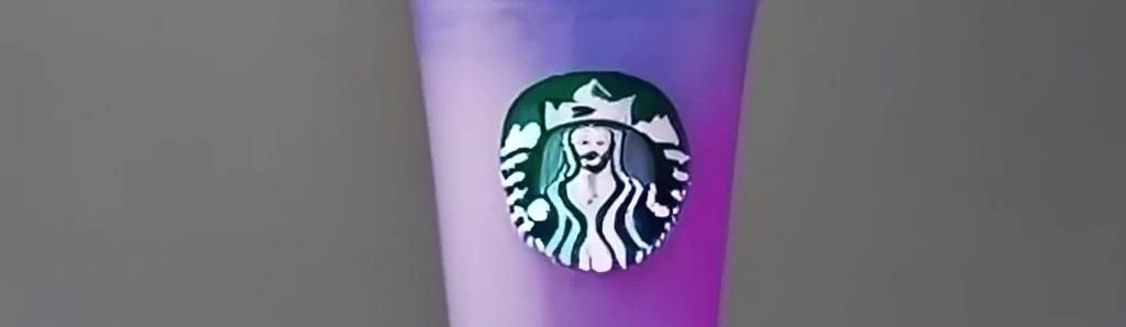 A picture of a Starbucks Indigo colored frozen drink
