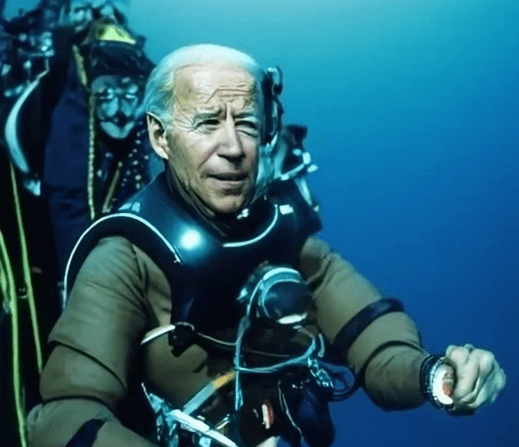 A picture of Joe Biden underwater