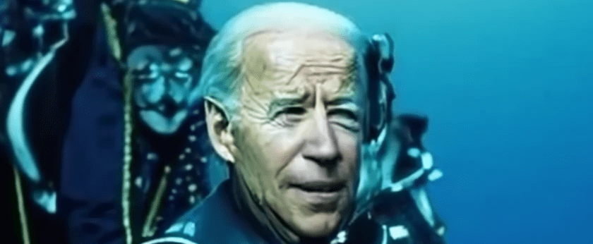 A picture of Joe Biden underwater