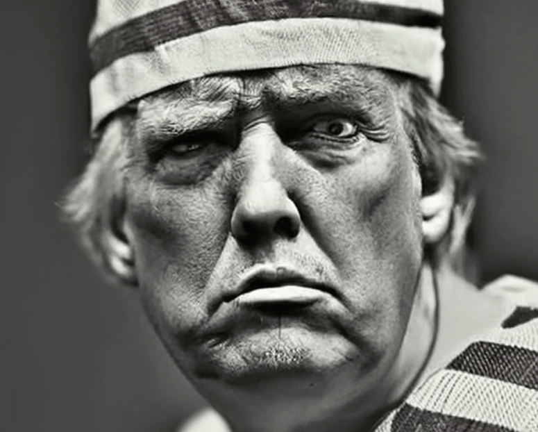 A picture of Donald Trump in prison clothes