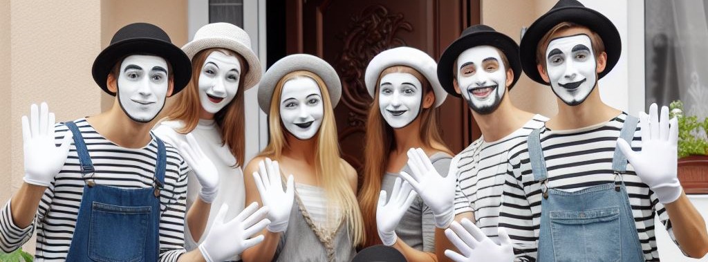 a picture of mime carolers
