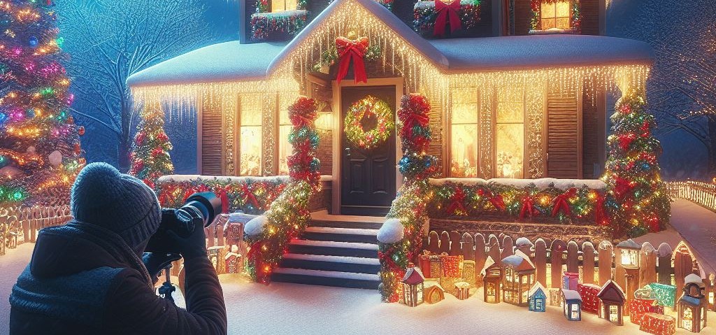 Carl Bunker taking holiday lights pictures