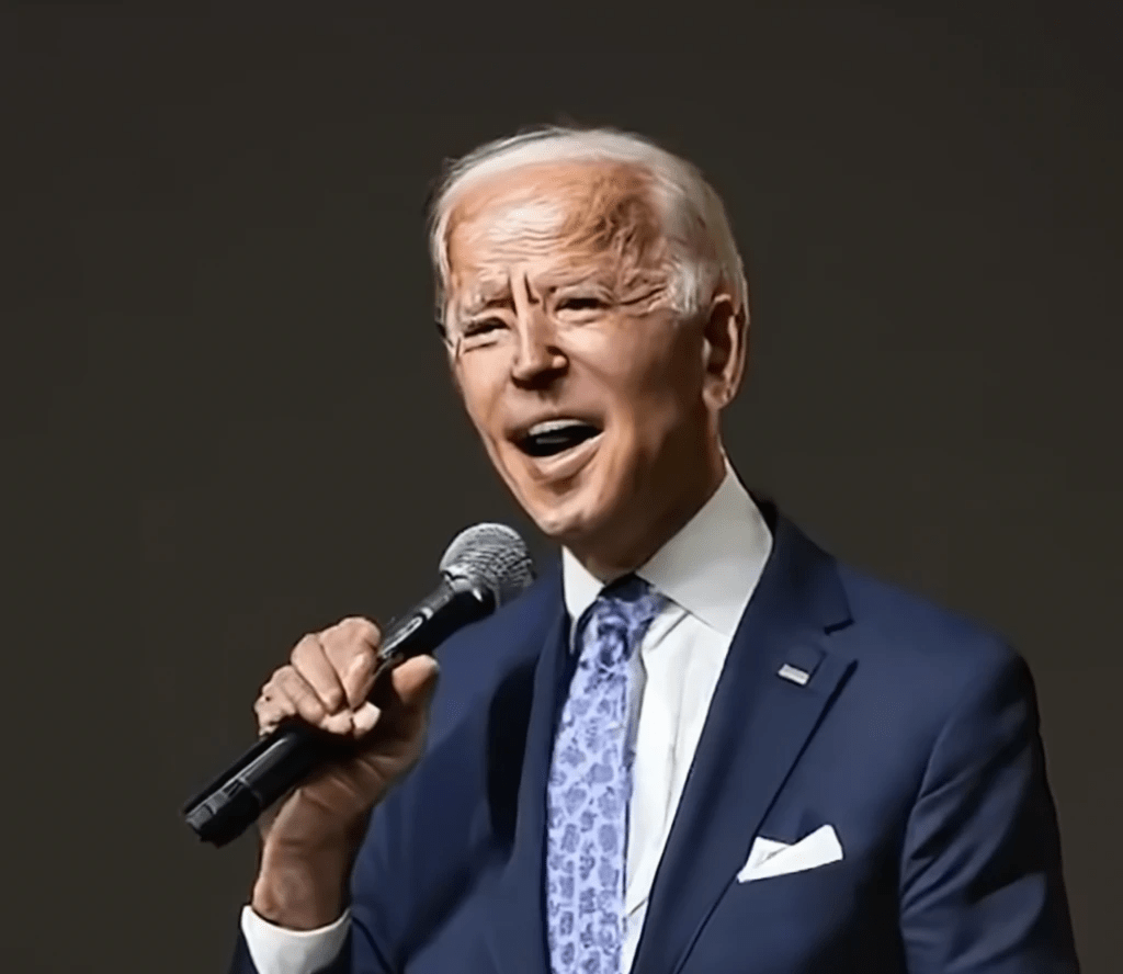 A picture of Joe Biden singing