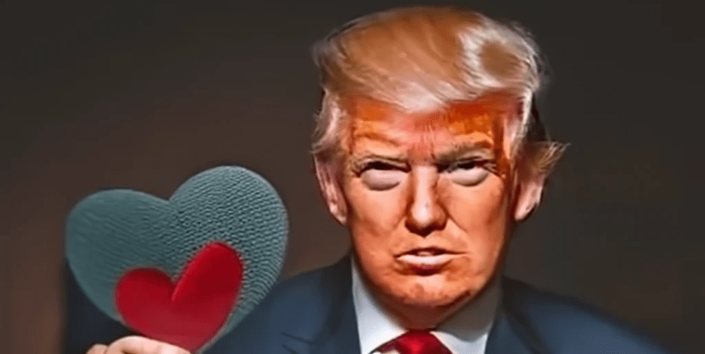 Donald Trump holding a Valentine