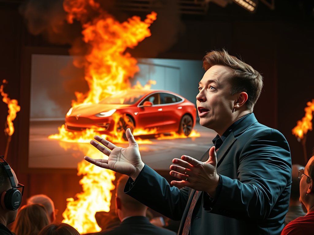 Tesla on fire